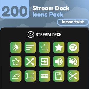 200 Stream Deck Icons | Lime + Yellow Gradient | Lemon Twist Collection | Cute | Elgato | Streaming Assets | Minimal | Touch Portal