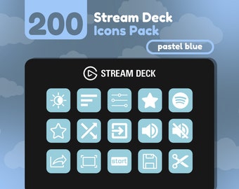 200 Íconos de Stream Deck / Pastel Blue Solid / Pastel Collection / Cute / Elgato / Streaming Assets / Minimal / Touch Portal