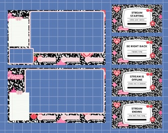 Süßes Animiertes Komposition Notizbuch Twitch Overlay Streamer Paket