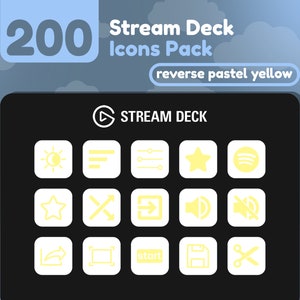 200 Stream Deck Icons | White + Pastel Yellow Solid | Reverse Collection | Cute | Elgato | Streaming Assets | Minimal | Touch Portal