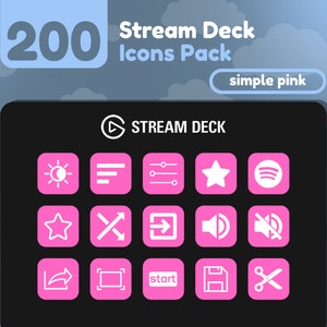200 Stream Deck Icons | Pink Solid | Rainbow Collection | Cute | Elgato | Streaming Assets | Minimal | Touch Portal