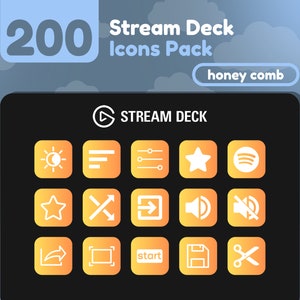 200 Stream Deck Icons | Yellow + Gold Gradient | Honey Comb Collection | Cute | Elgato | Streaming Assets | Minimal | Touch Portal