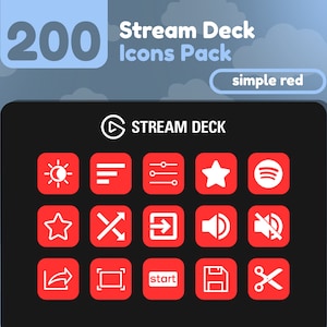 200 Stream Deck Icons | Red Solid | Rainbow Collection | Cute | Elgato | Streaming Assets | Minimal | Touch Portal