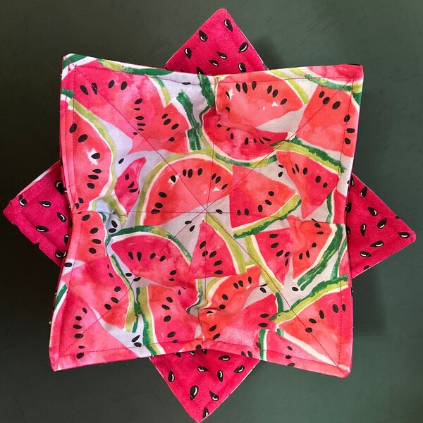 Watermelon Microwave Bowl Cozy, Reversible Hot and Cold Bowl Holder, Soup Cozy, Summer Fun