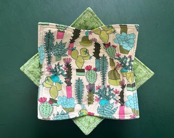 Colorful Succulents Microwave Bowl Cozy, Reversible Hot or Cold Bowl Holder, Soup Cozy
