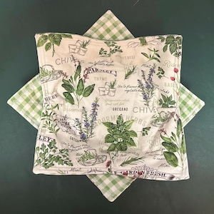 Herbs Microwave Safe Bowl Cozy, Garden, Reversible, Hot or Cold Bowl Holder, Soup Bowl Cozy