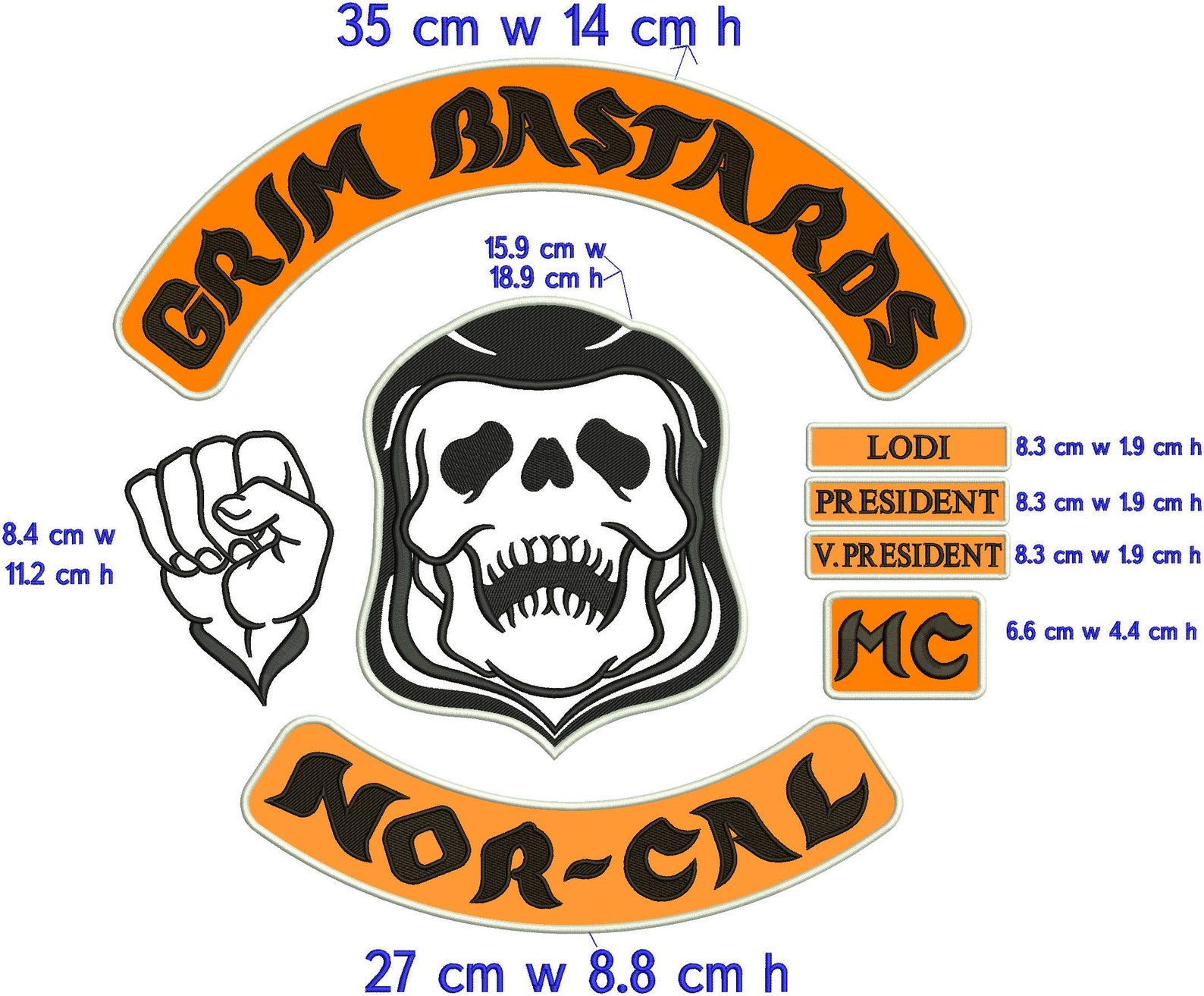 Grim Bastards mc 35cm Bügelbild Etsy