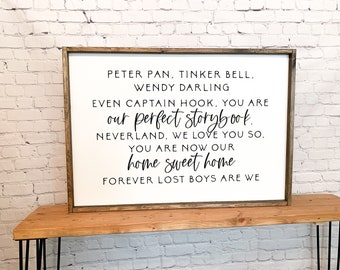 Peter Pan tinker bell Wendy darling | Lost boys | framed wood sign