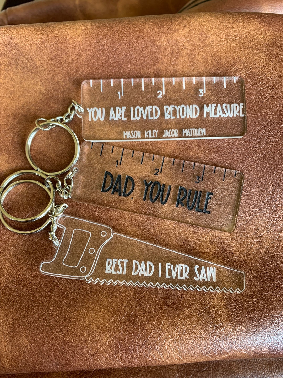 Father’s Day Acrylic Keychain | Custom Kids Names Keychain | Ruler ...