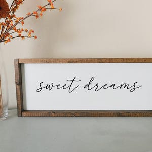 Sweet dreams framed wood sign | Above over the bed Wall art Master bedroom wall decor | Kids room wall decor | Nursery crib sign