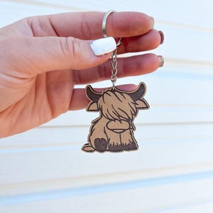Highland cow keychain | wood keyring | animal keychain | Wall art