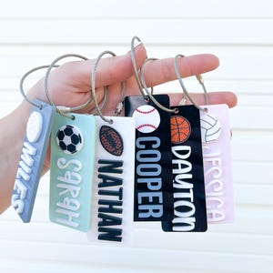Sports team keychain | water bottle name tag | kids backpack tags | Soccer Football Baseball Golf Basketball Volleyball | Sports team gifts