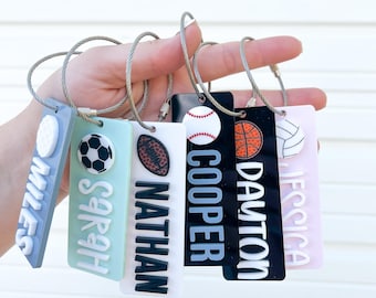 Sports team keychain | water bottle name tag | kids backpack tags | Soccer Football Baseball Golf Basketball Volleyball | Sports team gifts