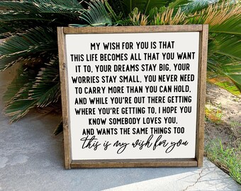 My wish for you | framed wood sign | Country music  sign | Graduation gift | Wall art