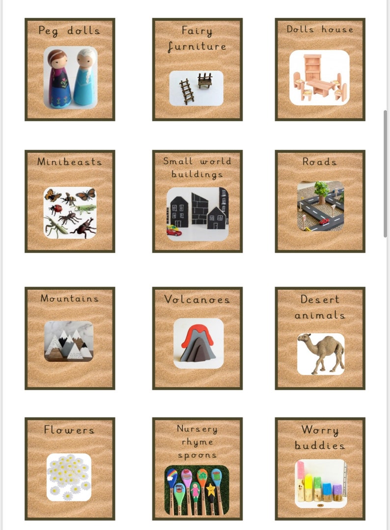 Natural Sand Classroom Labels - Small World, Construction, Loose Parts ...