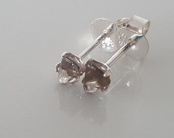 Polished Smoky Quartz Stud Earrings | Sterling Silver Earrings | Crystal Stud Earrings | Natural Gemstone | Quartz Studs | Genuine Crystal