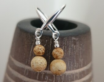 Pendientes de jaspe / Jaspe con imágenes / Visualización, creatividad / Piedras preciosas naturales / Pendientes colgantes / Pendientes minimalistas de piedras preciosas