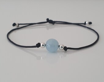 Pulsera de Bendición de Cristal / Pulsera de la Amistad / Aguamarina Natural / Piedra de Nacimiento / Pulsera Apiladora / Pulsera Hippie Boho / Ajustable