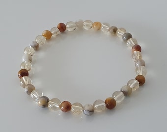 Ágata CITRINE & CRAZY LACE / Confianza, Abundancia, Manifestación / Piedras preciosas naturales / Pulsera elástica / Varios tamaños