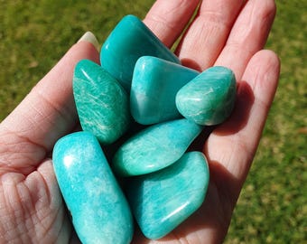 Madagascar AMAZONITE TUMBLE / Prosperidad, Suerte Financiera / Piedra Preciosa de Cristal Caído / Piedra Preciosa Natural / Piedra Amazonita Pulida Madagascar