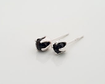 Black Tourmaline Sterling Silver Tulip Stud Earrings