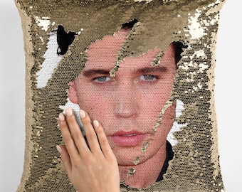 Austin butler sequin pillow cover, celebrity pillow cushions, handsome austin butler flip sequin pillow case gift fans