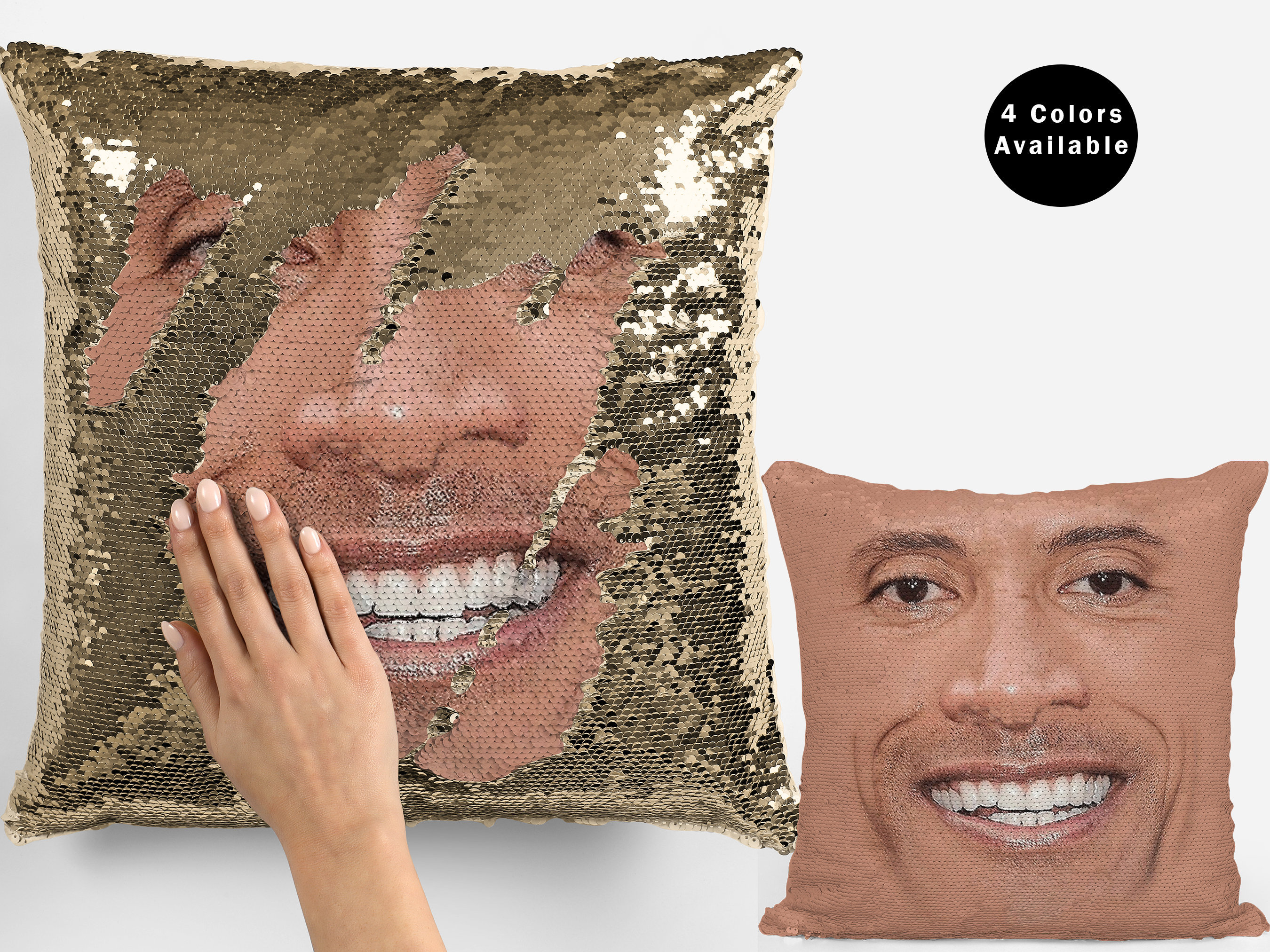 The Rock Meme Face Sequin Pillow Cover Funny the Rock Face -  Norway