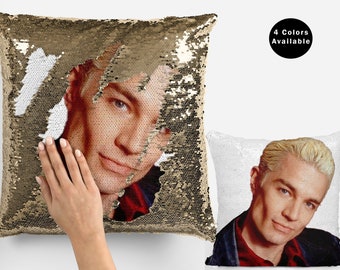 James marsters sequin pillow cover, celebrity sequin pillow case, james marsters flip sequin pillowcase, pillow cushion
