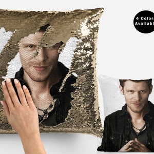 Joseph morgan sequin pillow cover, cool celebrity pillow case, british actor joseph morgan flip sequin pillowcase gift idea for fans