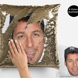 Adam sandler&#39;s face sequin pillow case, celebrity sequin pillow case, adam sandler meme flip sequin pillow case, adam sandler gift for fans