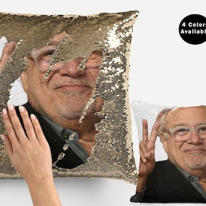 Danny Devito Sequin Pillow Case, Celebrity Pillow Case, Danny Devito Flip Sequin Pillowcase, Danny Devito Pillow Cushion Home Decor