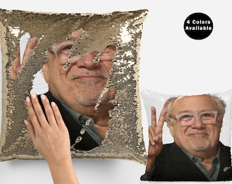 Danny Devito Sequin Pillow Case, Celebrity Pillow Case, Danny Devito Flip Sequin Pillowcase, Danny Devito Pillow Cushion Home Decor