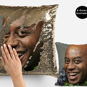 Ainsley harriott sequin pillow cover, celebrity sequin pillow case, meme flip sequin pillowcase, ainsley harriott meme pillow cushion gift