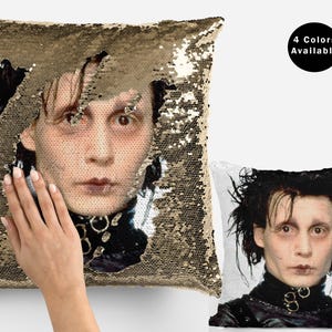 Johnny Edward Sequin Pillow Cover, Celebrity Sequin Pillow Case, Johnny Sequin Pillow Cover Pillowcase, Pillow Cushion