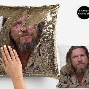 Jeff bridges the dude sequin pillow cover, flip sequin pillowcase, jeff bridges pillow case, the dude fans pillow cushion gift