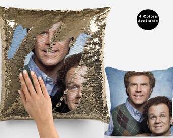Will ferrell sequin pillow, will ferrell cushion home decor, celebrity pillow case, funny will ferrell flip sequin pillow case gift idea fan