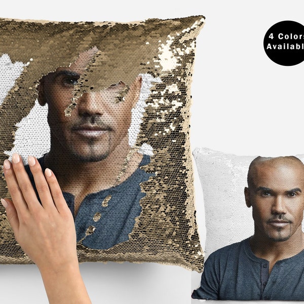 Shemar moore sequin pillow cover, cool celebrity pillow case, american actor shemar moore flip sequin pillowcase gift for fan, shemar pillow