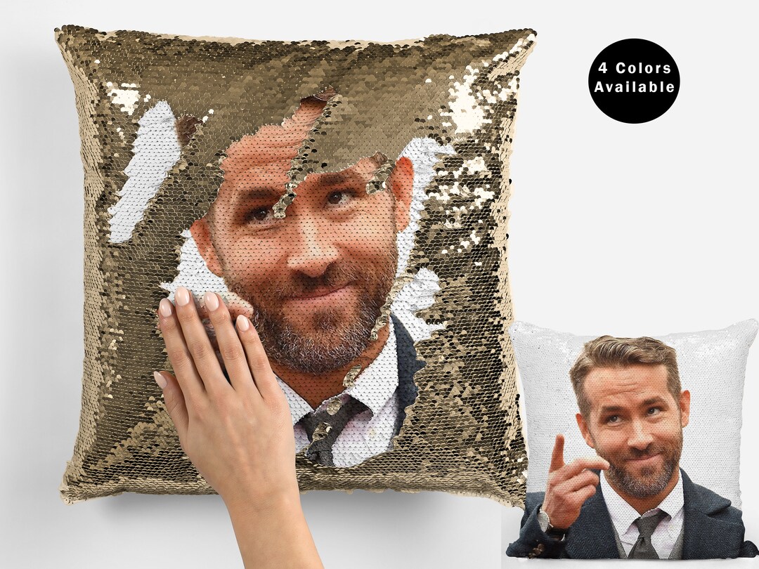 Ryan Reynolds Sequin Pillow Case Celebrity Sequin Pillow Etsy