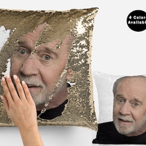 Funda de almohada con lentejuelas de George Carlin, funda de almohada genial de una celebridad, idea de regalo para fanáticos del comediante estadounidense George Carlin