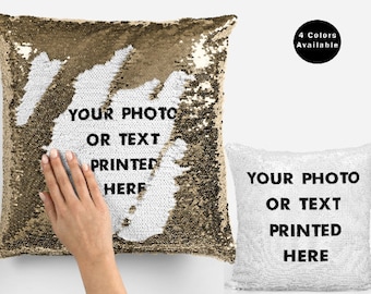 Custom Photo Sequin Pillow Cover, Personalized  Photo Sequin Pillow, Custom Photo Pillow Case Fans Gift Idea, Custom Photo Pillow Cushion
