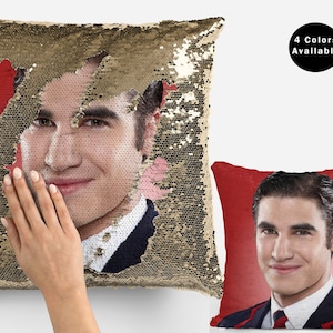 Darren criss sequin pillow cover, celebrity sequin pillow case, darren criss sequin pillow cover pillowcase, darren pillow cushion gift idea