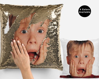 Macaulay culkin sequin pillow cover, celebrity sequin pillowcase, macaulay culkin flip sequin pillow case gift