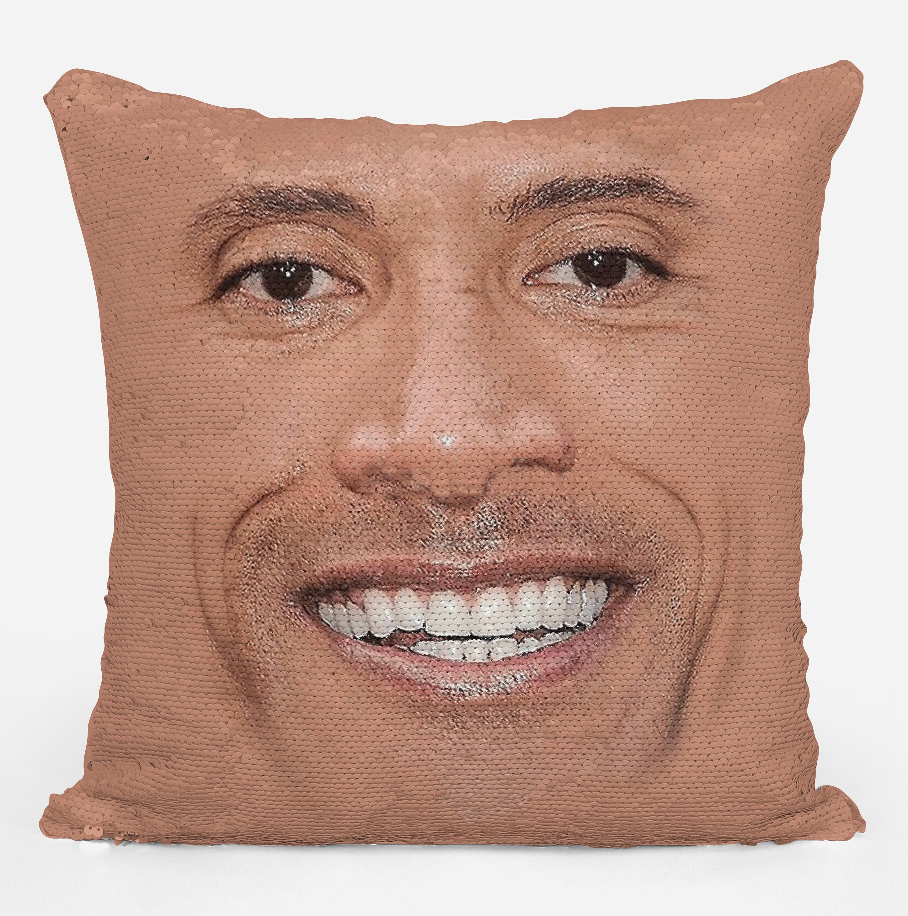 The Rock Meme Face Sequin Pillow Cover Funny the Rock Face 