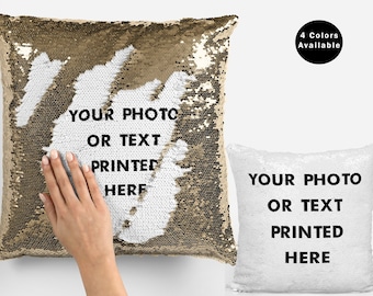 Custom photo sequin pillow cover, personalized  photo sequin pillow, custom photo pillow case fans gift idea, custom photo pillow cushion