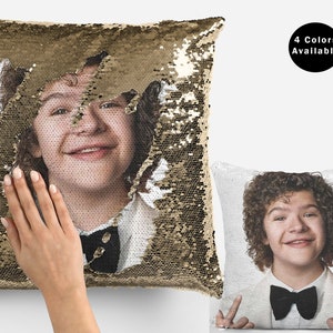 Gaten matarazzo sequin pillow cover, celebrity sequin pillow case, gaten matarazzo flip sequin pillowcase, gaten matarazzo pillow gift fans