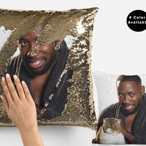 Lamorne morris sequin pillow cover, celebrity sequin pillow case, flip sequin pillowcase, lamorne morris pillow gifts idea for fans