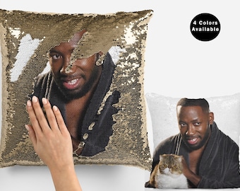 Lamorne morris sequin pillow cover, celebrity sequin pillow case, flip sequin pillowcase, lamorne morris pillow gifts idea for fans