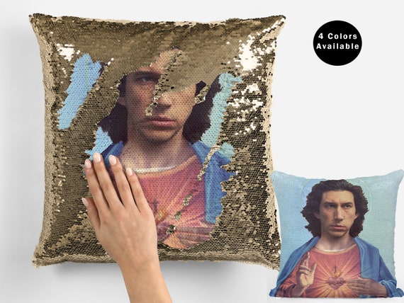 Adam Driver Jesus Sequin Pillow Case, Celebrity Pillow Cushions, Adam Driver  Meme Flip Sequin Pillowcase, Funny Adam Driver Fans Gift Idea 