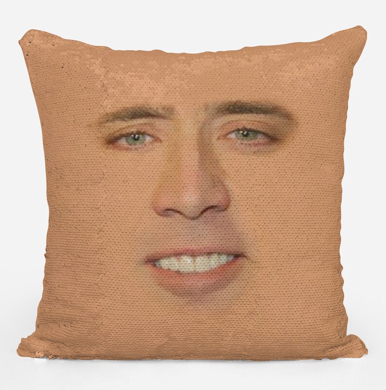 Nicolas Cage Face Funny Sequin Pillow Cover Celebrity Sequin Etsy