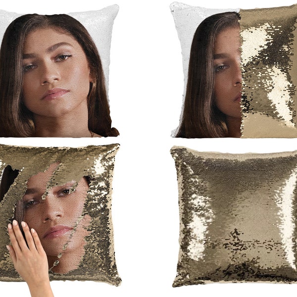 Zendaya sequin pillow cover, celebrity sequin pillowcase, beautiful zendaya flip sequin pillow case gifts, zendaya pillow case gift for fans